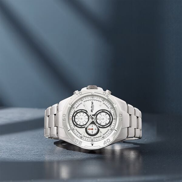 Titan 9308BM01 Men’s White-Dial Chronograph Stainless Steel Watch