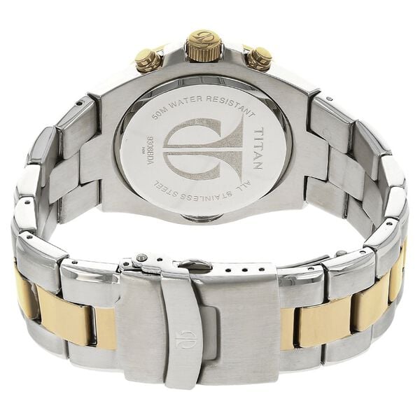 Titan 9308BM01 Regallia White Dial Chronograph Analog Quartz Watch – Men