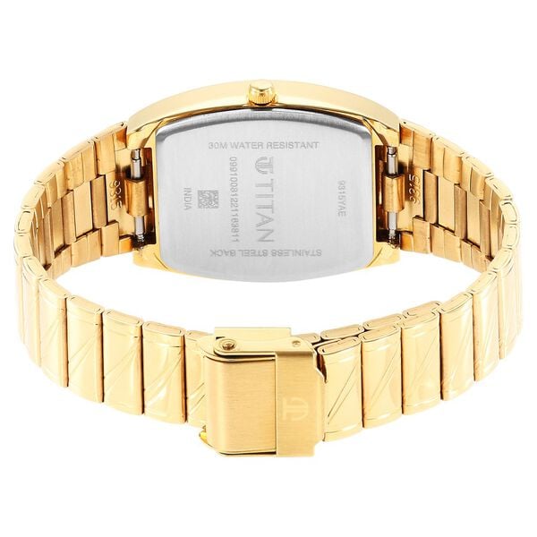 Titan 9315YM05 Quartz Champagne Dial Gold Stainless Steel Strap Men’s Watch