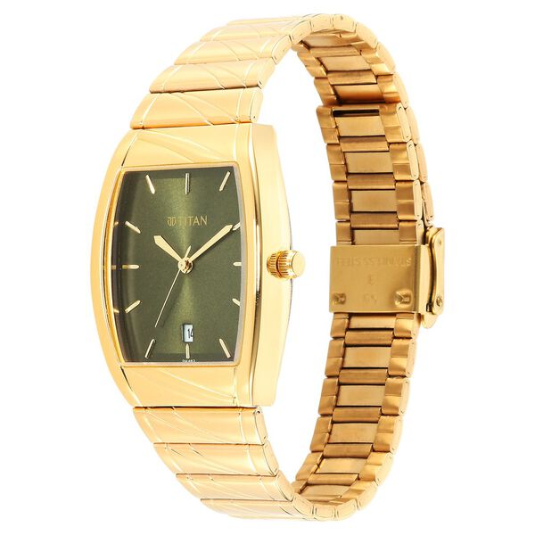 Titan 9315YM06 Quartz Green Dial Gold Stainless Steel Strap Men’s Watch