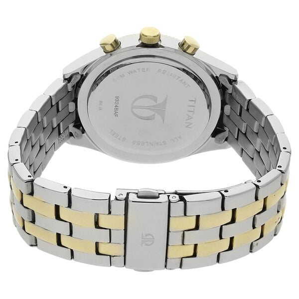 Titan 9324BM01 Men’s Silver-Dial Chronograph Stainless Steel Watch