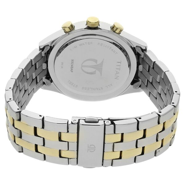 Titan 9324BM01 Men’s Quartz Chronograph Silver Dial Stainless Steel Strap Watch