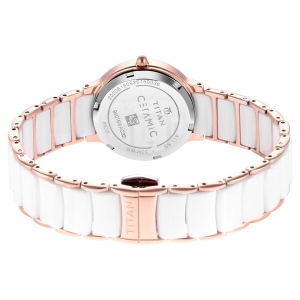 Titan 95016WD02 Women’s Analog Quartz Watch — Mother of Pearl Dial & Two-Tone Metal & Ceramic Strap