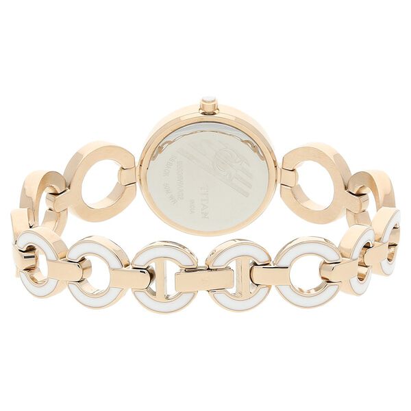 Titan NR95036WM02 Women’s Quartz Analog Metal Strap White Dial Watch