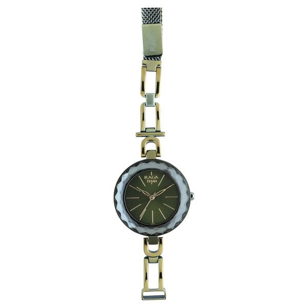 Titan 95122QM01 Women’s Grey-Dial Analog Watch with Stainless Steel Strap