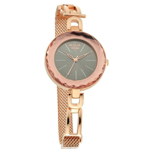 Titan – 95122WM01 Raga Facets Quartz Analog Women’s Watch with Grey & Rose Gold Stainless Steel Bracelet