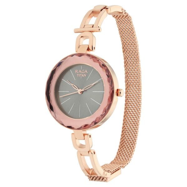 Titan – 95122WM01 Raga Facets Quartz Analog Women’s Watch with Grey & Rose Gold Stainless Steel Bracelet