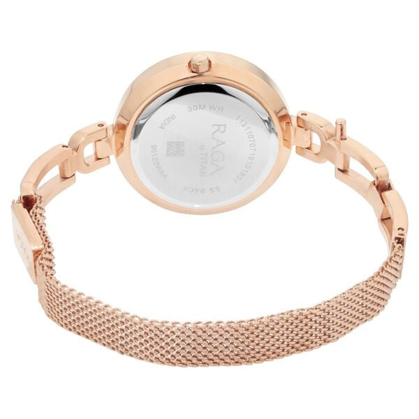 Titan 95122WM01 Women’s Black-Dial Analog Watch with Rose-Gold Stainless Steel Strap