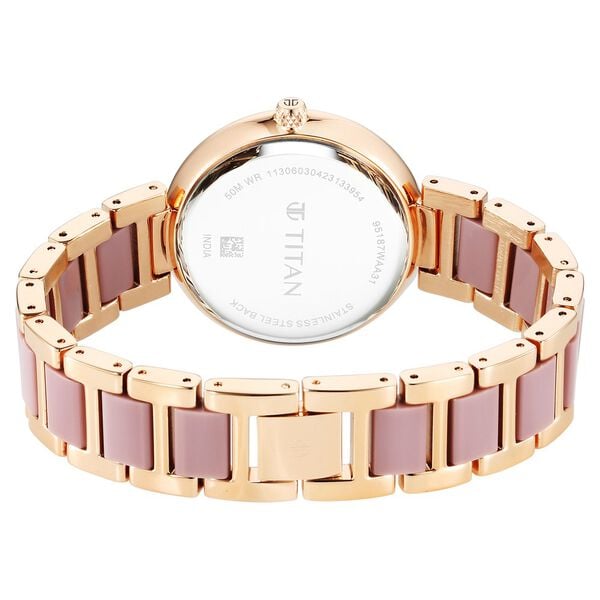 Titan 95187KD02 Women’s Mother-of-Pearl Dial Multifunction Watch with Two-Tone Metal Strap