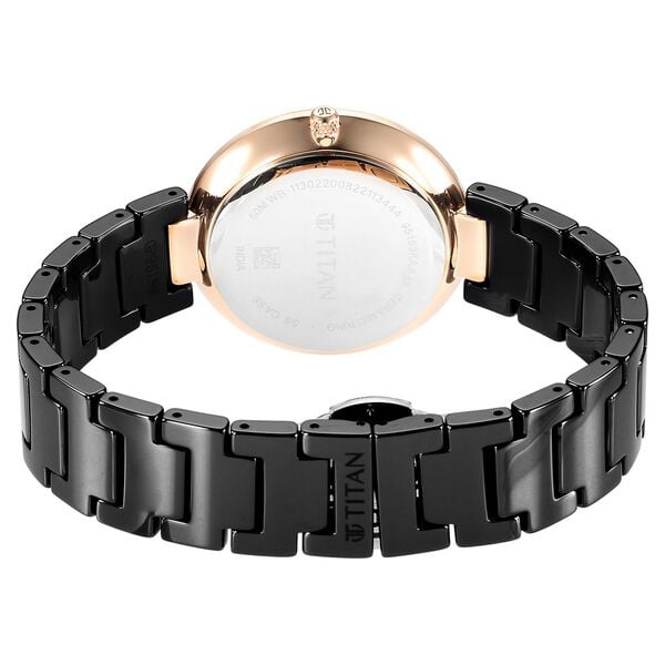 Titan 95189KC02 Women’s Black-Dial Analog Watch with Black Ceramic Strap