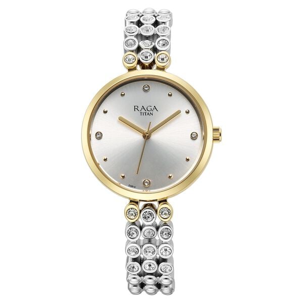 Titan 95262BM01 Women’s Silver-Dial Analog Watch with Silver Metal Strap