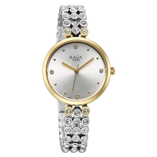 Titan 95262BM01 Women’s Silver-Dial Analog Watch with Silver Metal Strap