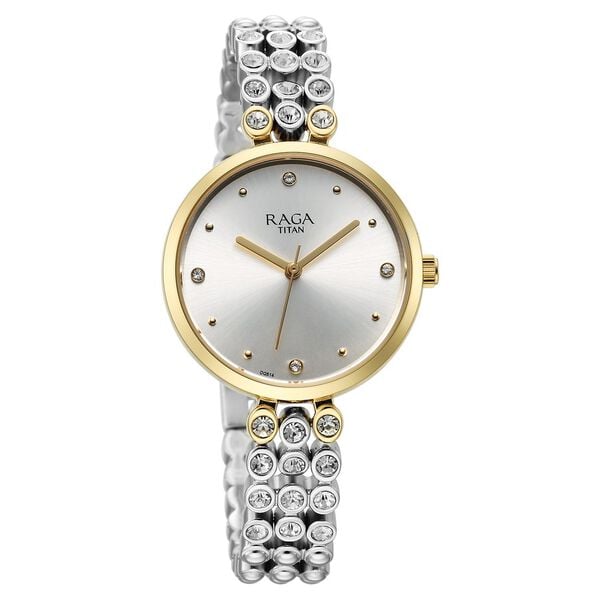 Titan 95262BM01 Women’s Analog Quartz Watch — Silver Dial & Two-Tone Metal Strap
