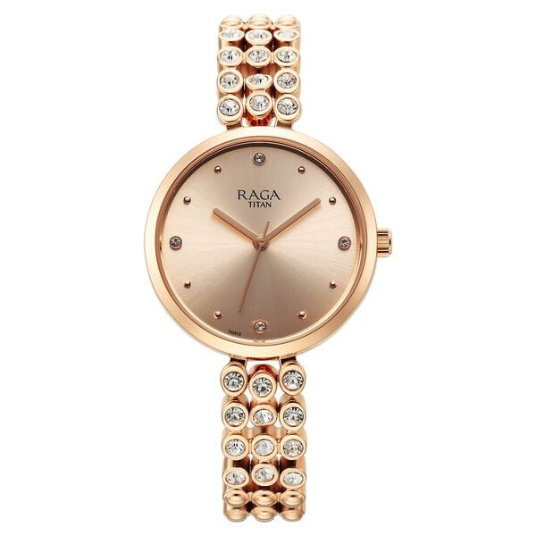 Titan 95262WM01 Women’s Rose-Gold Dial Analog Watch with Rose-Gold Metal Strap