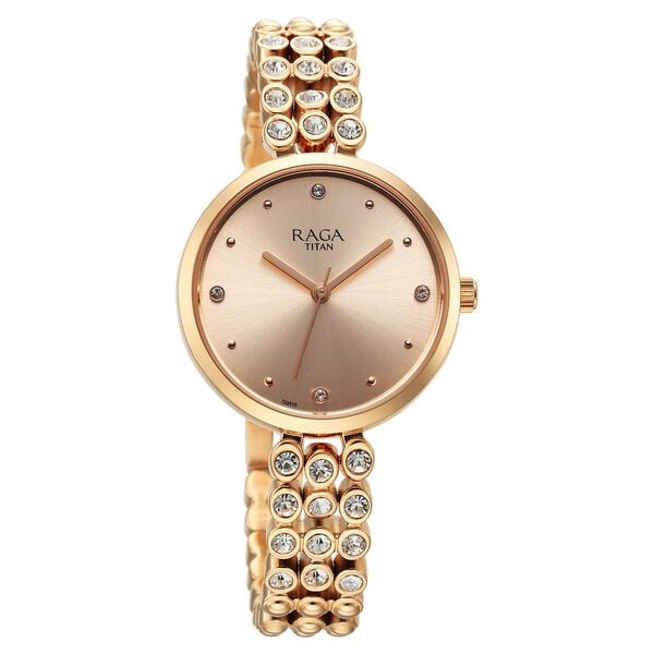 Titan 95262WM01 Women’s Rose-Gold Dial Analog Watch with Rose-Gold Metal Strap