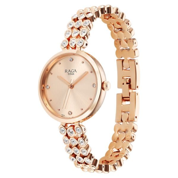 Titan 95262WM01 Women’s Rose-Gold Dial Analog Watch with Rose-Gold Metal Strap