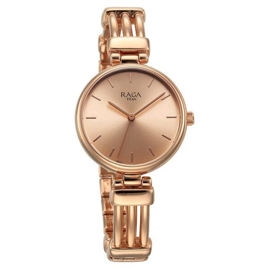Titan 95263WM01 Women’s Rose-Gold Dial Analog Watch with Rose-Gold Metal Strap