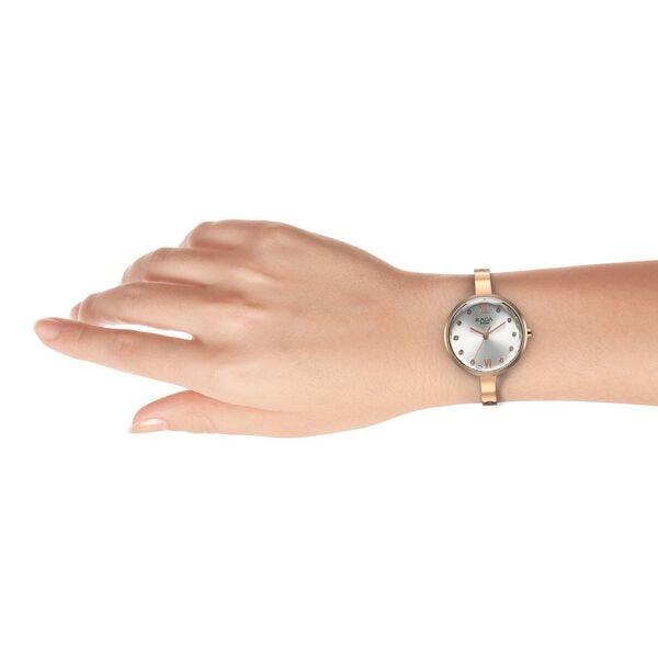 Titan 95271WM02 Women’s Silver-Dial Analog Watch with Rose-Gold Metal Strap