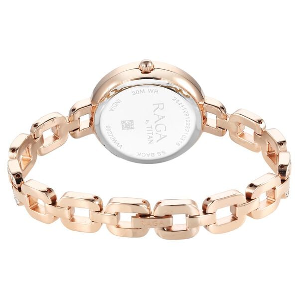 Titan 95272WM01 Raga Showstopper Quartz Analog Mother of Pearl Dial 32 mm Rose Gold Stainless Steel Case Rose Gold Stainless Steel Bracelet Women Watch