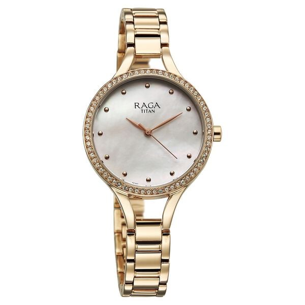 Titan 95275WM01 Women’s Analog Quartz Watch — Mother of Pearl Dial & Rose Gold Metal Strap