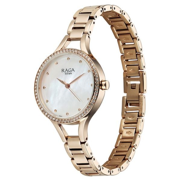 Titan 95275WM01 Women’s Analog Quartz Watch — Mother of Pearl Dial & Rose Gold Metal Strap