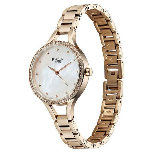 Titan 95275WM01 Women’s Analog Quartz Watch — Mother of Pearl Dial & Rose Gold Metal Strap