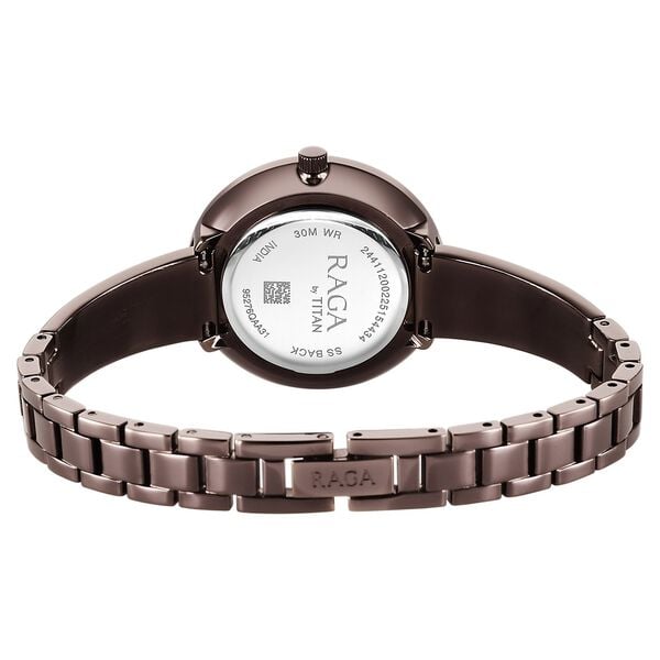 Titan 95276QM01 Brown Dial Analog Watch for Women – Brown Metal Bracelet, Quartz Movement, Mineral Glass, Round Case