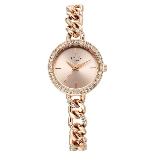 Titan 95288WM01 Women’s Rose-Gold Dial Analog Watch with Rose-Gold Metal Strap