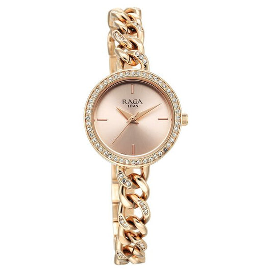 Titan 95288WM01 Women’s Rose-Gold Dial Analog Watch with Rose-Gold Metal Strap