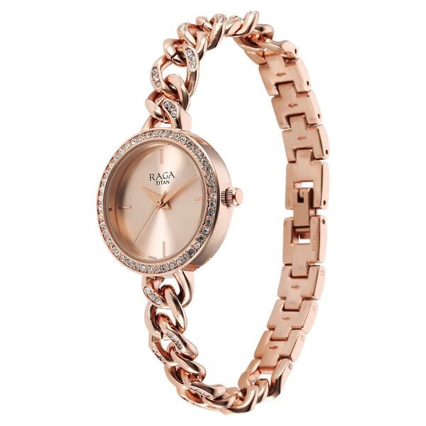 Titan 95288WM01 Women’s Rose-Gold Dial Analog Watch with Rose-Gold Metal Strap