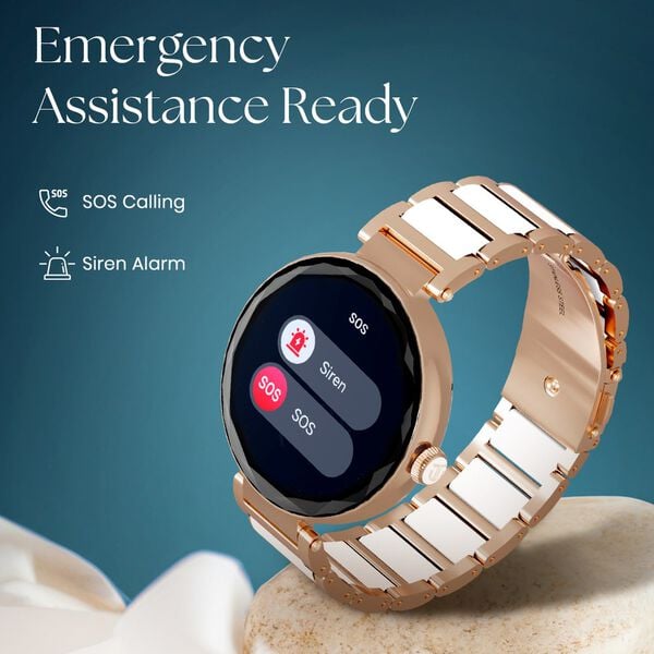Titan 95293WD01 Elixir Women’s Smartwatch with3.04 cm AMOLED Display, 316L Stainless Steel Strap, BT Calling & Health Suite