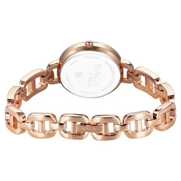Titan 95305WM01 Quartz Analog Rose Gold Dial Metal Strap Watch For Women