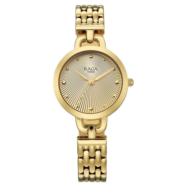 Titan 95349YM01 Raga Showstopper Quartz Analog Silver Dial Golden Metal Strap Women’s Watch