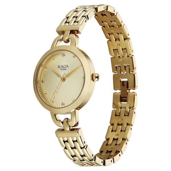 Titan 95349YM01 Raga Showstopper Quartz Analog Silver Dial Golden Metal Strap Women’s Watch