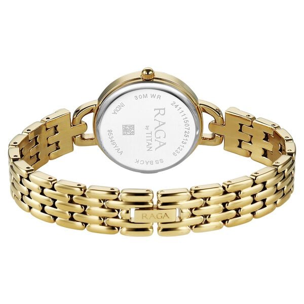 Titan 95349YM01 Raga Showstopper Quartz Analog Silver Dial Golden Metal Strap Women’s Watch