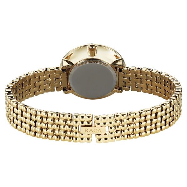 Titan 95350YM01 Quartz Analog Champagne Dial Gold Metal Strap Female Watch
