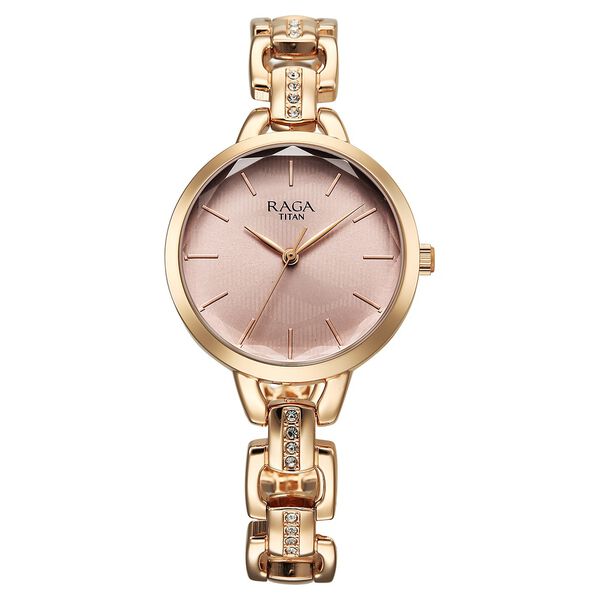 Titan 95352WM01 Raga Showstopper Women’s Quartz Analog Rose Gold Dial Metal Strap Watch