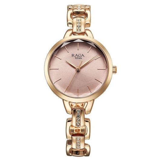 Titan 95352WM01 Raga Showstopper Women’s Quartz Analog Rose Gold Dial Metal Strap Watch