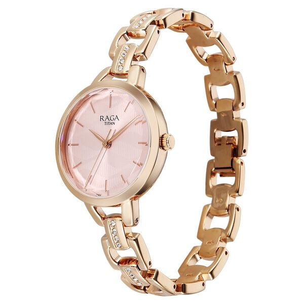 Titan 95352WM01 Raga Showstopper Women’s Quartz Analog Rose Gold Dial Metal Strap Watch