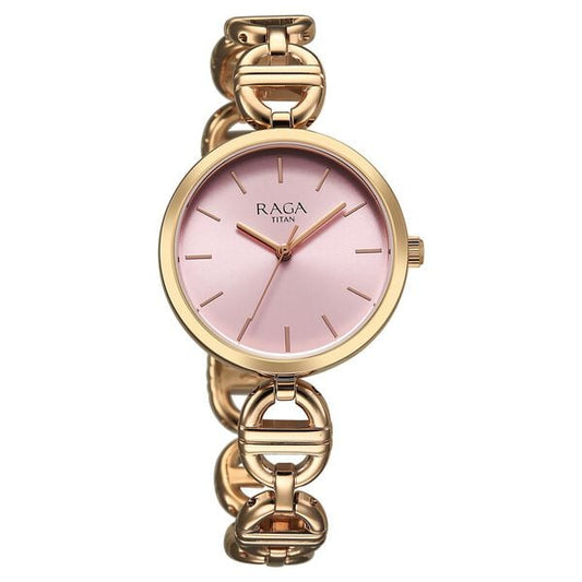 Titan 95353WM01 Women’s Rose-Gold Dial Analog Watch with Rose-Gold Metal Strap