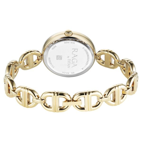 Titan 95353YM01 Women’s Champagne-Dial Analog Watch with Gold Metal Strap