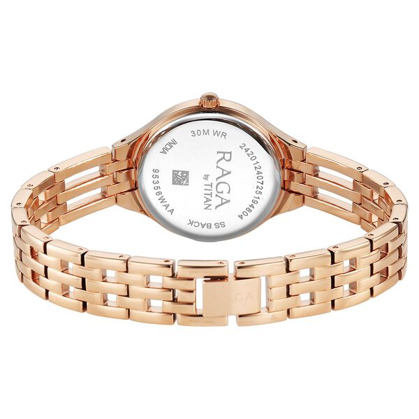 Titan 95356WM01 Raga Showstopper Quartz Analog Silver Dial Rose Gold Metal Strap Women’s Watch