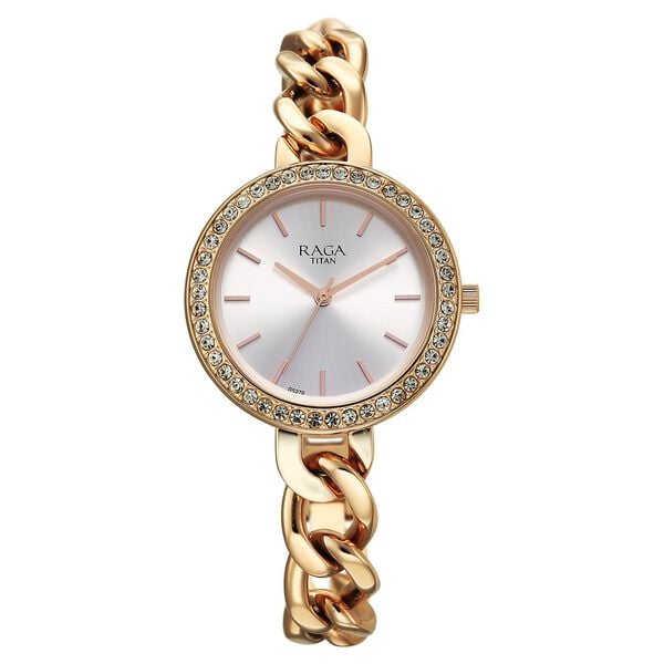 Titan 95361WM01 Women’s Analog Quartz Watch — Silver Dial & Rose Gold Metal Strap
