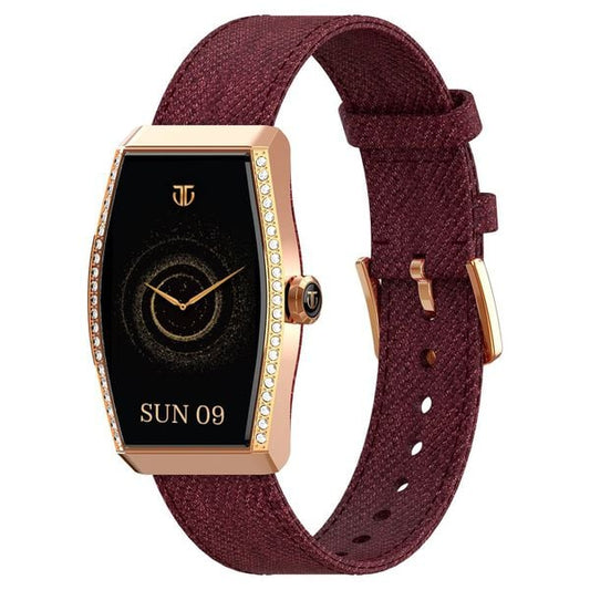 Titan 95402WF01K Valerie Aura 1.47" AMOLED Women's Smartwatch with Wine Red Silicone Strap