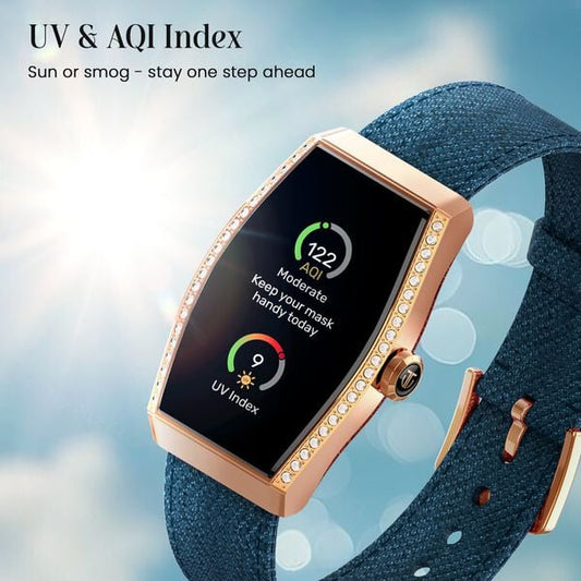 Titan 95402WF01K Valerie Aura 1.47" AMOLED Women's Smartwatch with Wine Red Silicone Strap