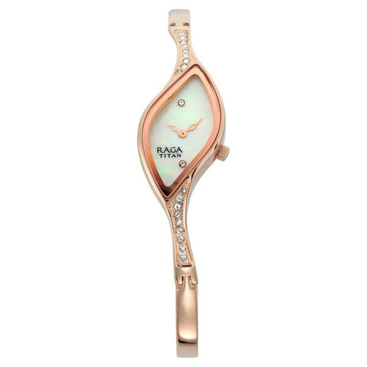 Titan 9710WM01 Mother-of-Pearl Dial Rose Gold Metal Strap Women’s Analog Watch