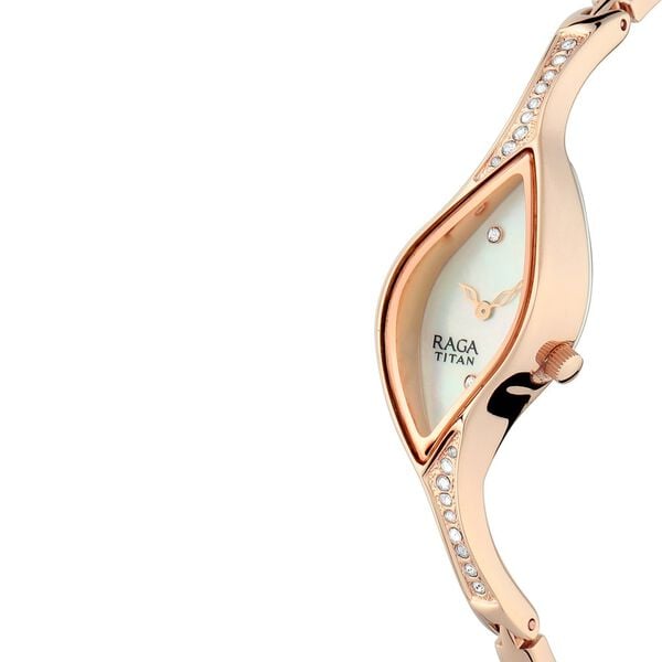 Titan 9710WM01 Mother-of-Pearl Dial Rose Gold Metal Strap Women’s Analog Watch