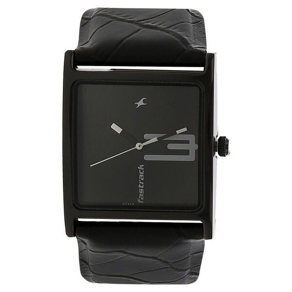 Fastrack 9735NL02 Quartz Analog Black Dial Black Leather Strap Women’s Watch
