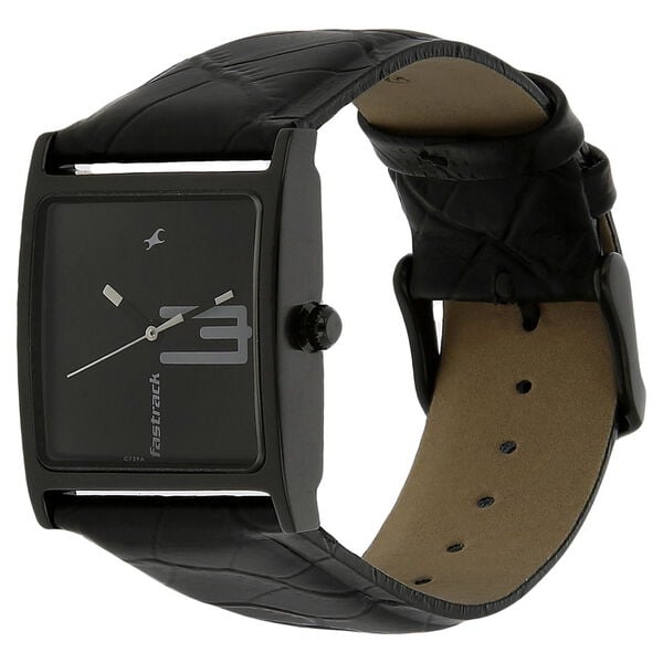 Fastrack 9735NL02 Quartz Analog Black Dial Black Leather Strap Women’s Watch