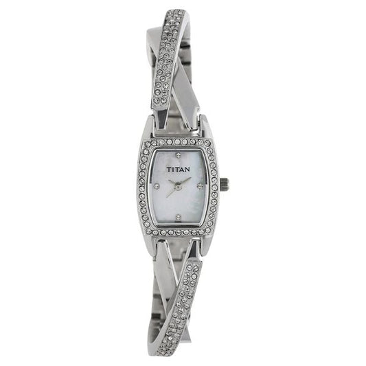 Titan 9851SM01 Women’s Analog Quartz Watch — White Dial & Silver Stainless Steel Strap
